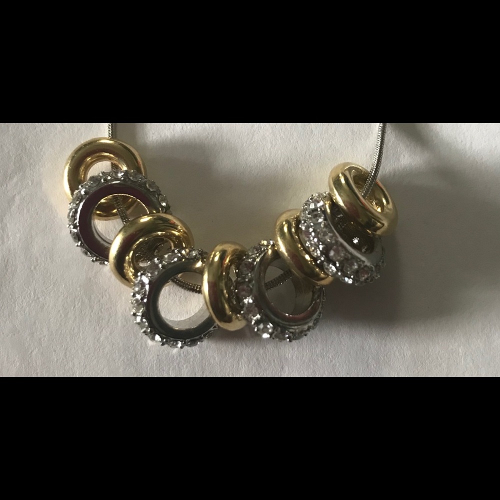 Sterling Silver Plated Loop Ring Circle Necklace - image 5